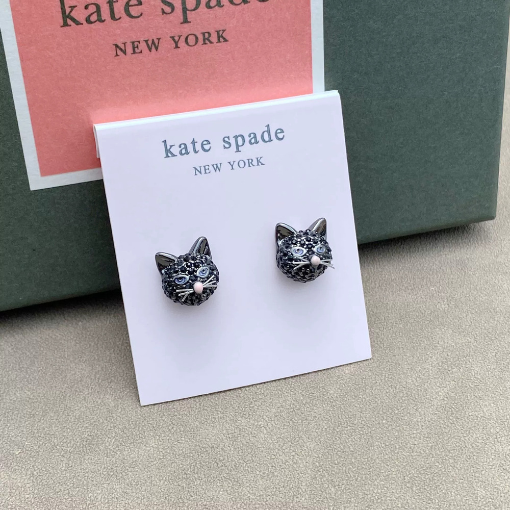 kate spade Cat Zodiac Stud Earrings 925 Silver CZ